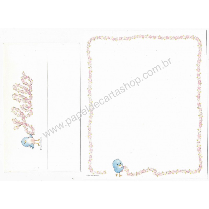 Conjunto de Papel de Carta Importado Blue Bird Hallmark