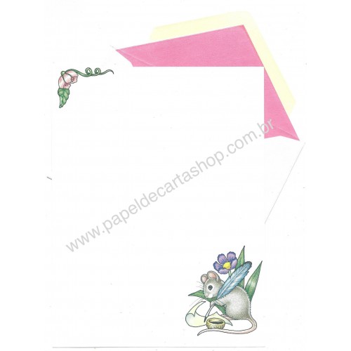 Conjunto de Papel de Carta Importado Mouse Pink