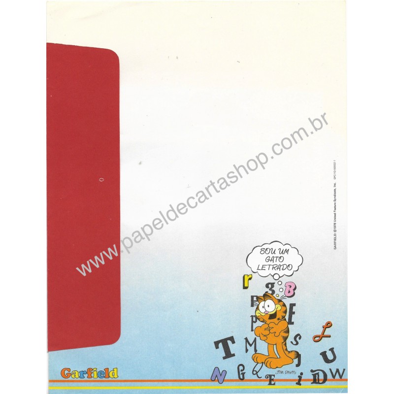 Anos 80. Conjunto de Papel de Carta Garfield N.50002-1 CVM