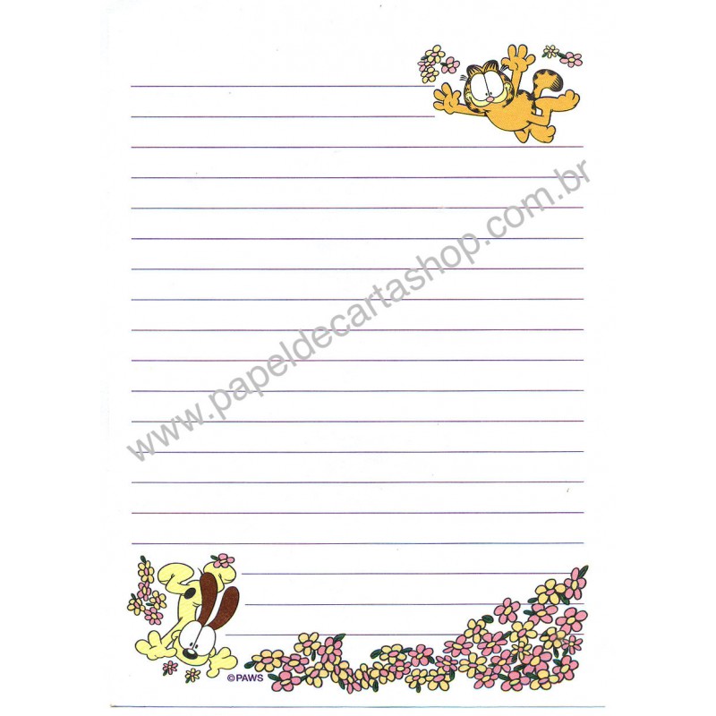 Papel de Carta Avulso Garfield Flowers - Paws