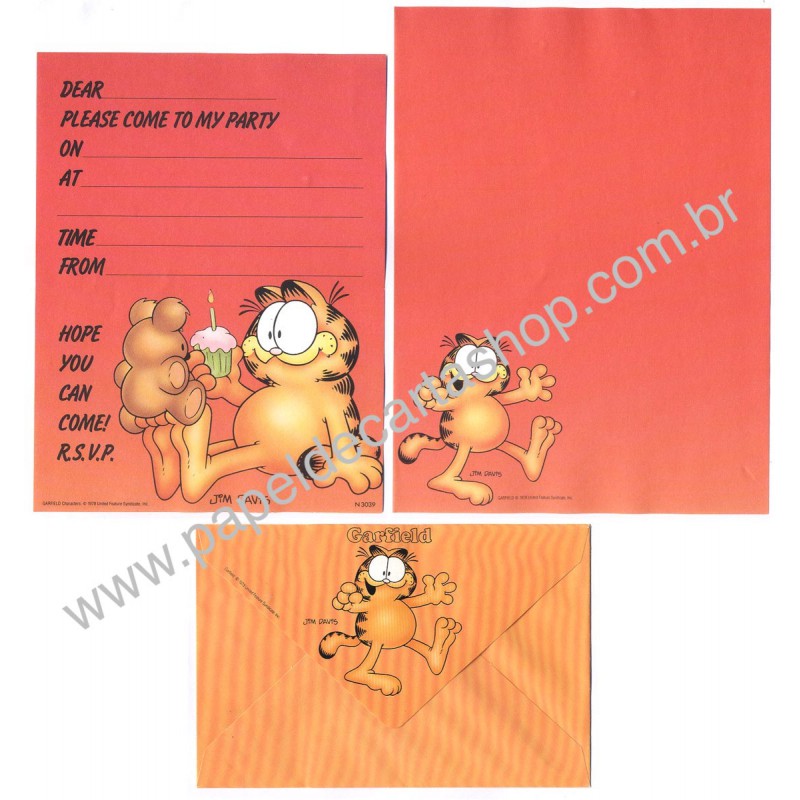 Conjunto de Papel de Carta Garfield Love My Teddy Bear - Paws