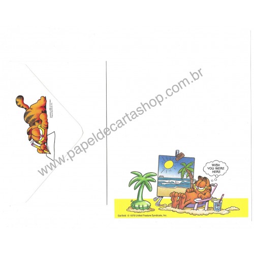 Conjunto de Papel de Carta Garfield Wish You Were Here SP - Paws