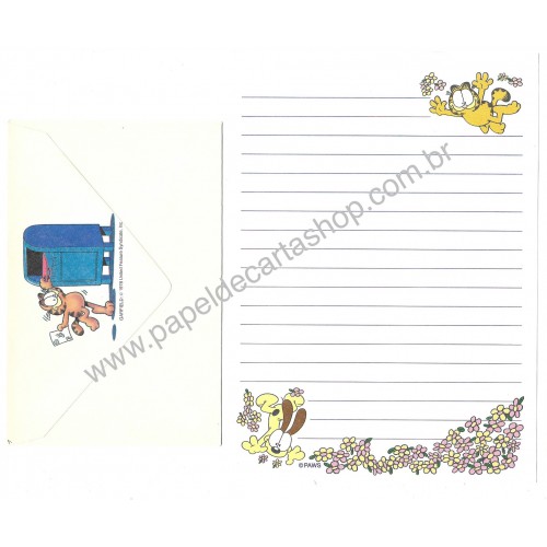 Conjunto de Papel de Carta Avulso Garfield Flowers - Paws