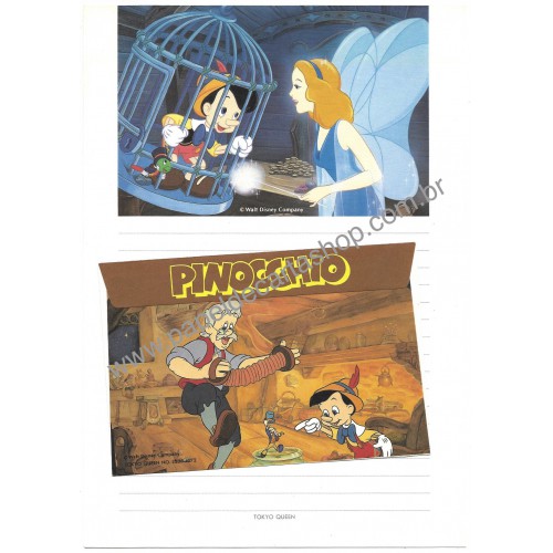 Conjunto de Papel de Carta Disney Pinocchio Tokyo Queen