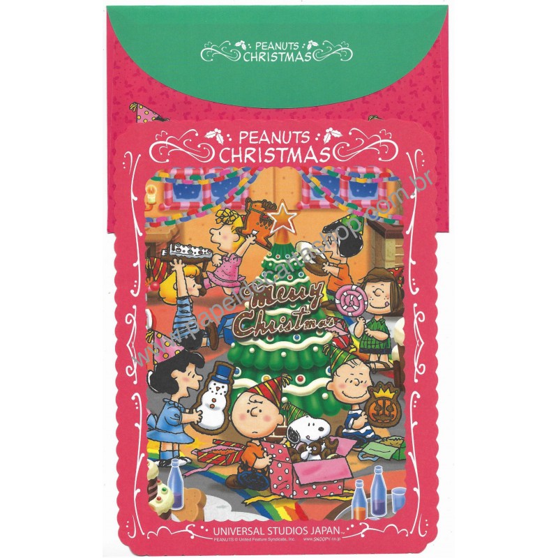 Conjunto de Papel de Carta Original Antigo Snoopy Christmas Hallmark