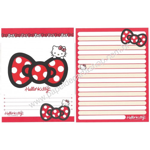 Ano 2014. Kit 2 Conjuntos de Papel de Carta Hello Kitty Dots Sanrio
