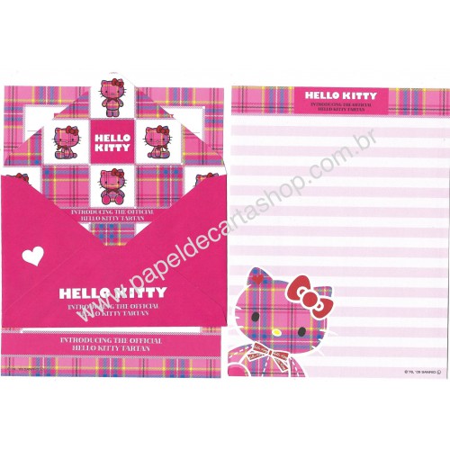 Ano 2009. Conjunto de Papel de Carta Hello Kitty Tartan 35th C2 Sanrio
