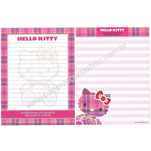 Ano 2009. Conjunto de Papel de Carta Hello Kitty Tartan 35th C2 Sanrio