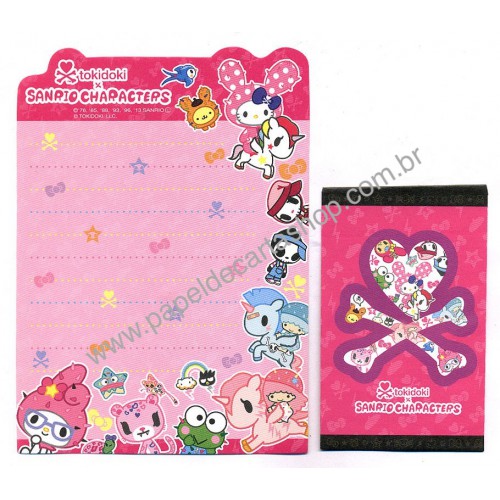 Ano 2013. Kit 2 Conjuntos de Mini-Papel de Carta TOKIDOKI & Sanrio Characters CPK