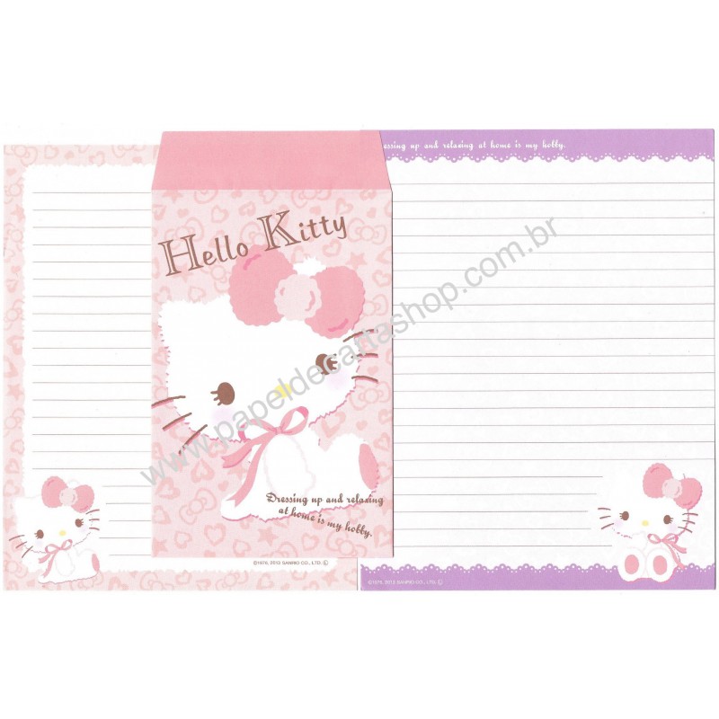 Ano 2013. Kit 2 Conjuntos de Papel de Carta Hello Kitty Dressing Up