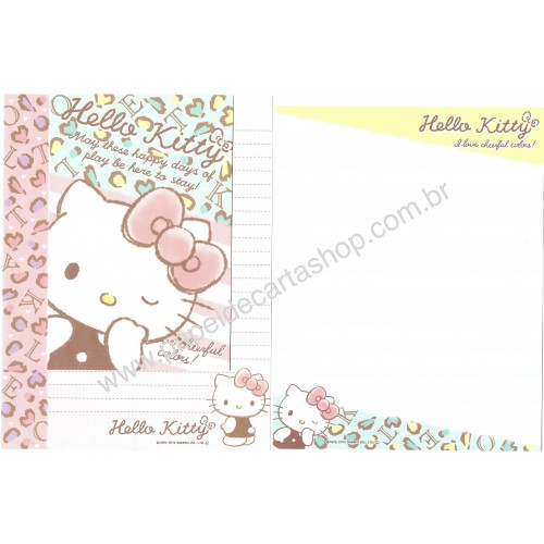 Ano 2014. Kit 2 Conjuntos de Papel de Carta Hello Kitty Happy Sanrio