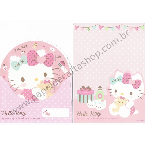 Ano 2015. Kit 2 Conjuntos de Papel de Carta Hello Kitty Sanrio