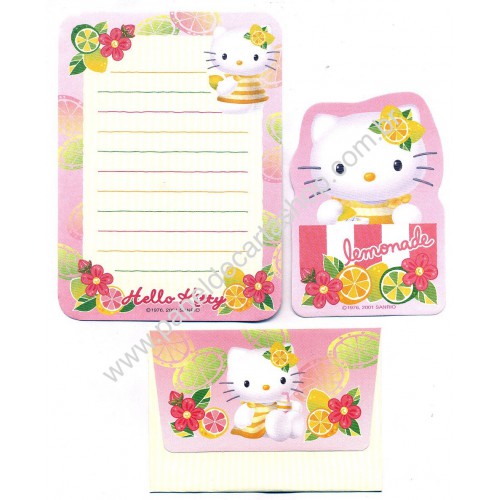 Ano 2001. Conjunto de Papel de Carta P Hello Kitty Lemonade Sanrio