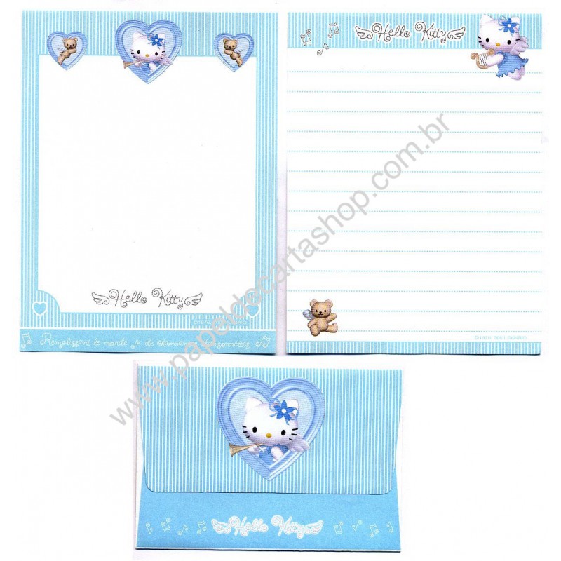 Ano 2001. Conjunto de Papel de Carta P Hello Kitty Angel Sanrio