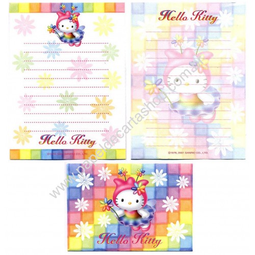 Ano 2001. Conjunto de Papel de Carta P Hello Kitty Colors Sanrio