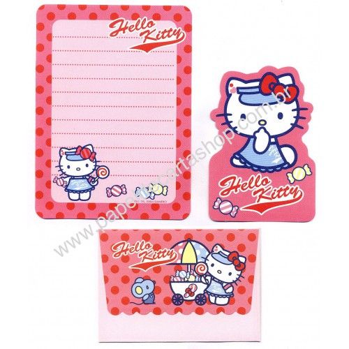 Ano 2004. Conjunto de Papel de Carta Pequeno Hello Kitty Lollypop Sanrio