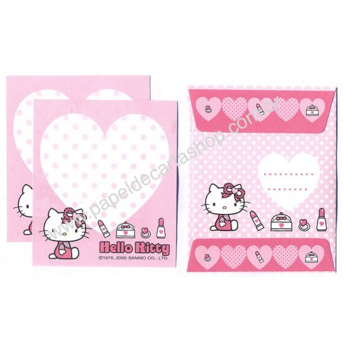 Ano 2005. Conjunto de Mini-Papel de Carta Hello Kitty MKUP Sanrio