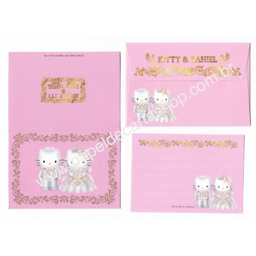 Ano 2001. Conjunto de Papel de Carta Hello Kitty & Dear Daniel Wedding Invitation MINI