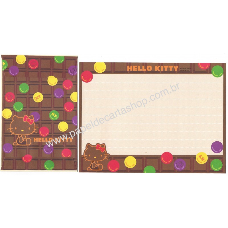 Ano 2001. Conjunto de Papel de Carta Hello Kitty Chocolat CMA Sanrio