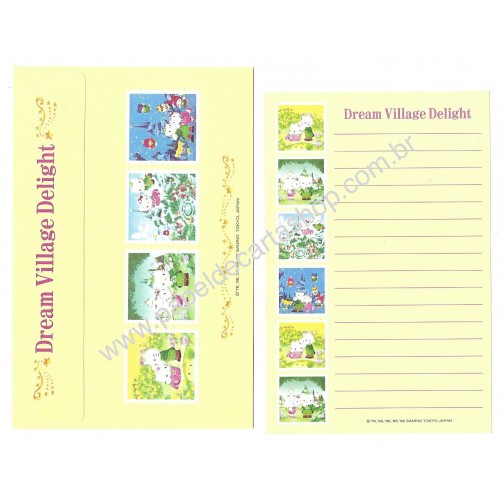 Ano 2002. Conjunto de Papel de Carta Dream Village Delight Sanrio