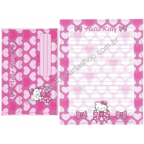 Ano 2002. Conjunto de Papel de Carta Hello Kitty & Ribbon Sanrio