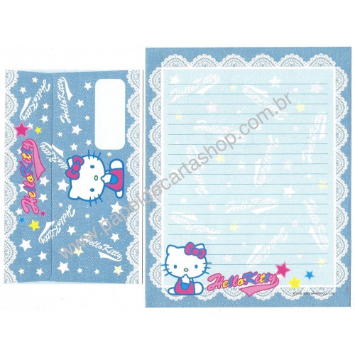 Ano 2002. Conjunto de Papel de Carta Hello Kitty CJN Sanrio