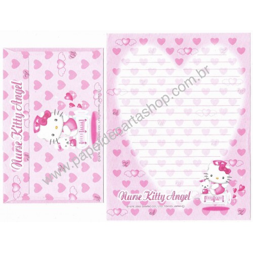 Ano 2002. Conjunto de Papel de Carta Hello Kitty Nurse Angel Sanrio