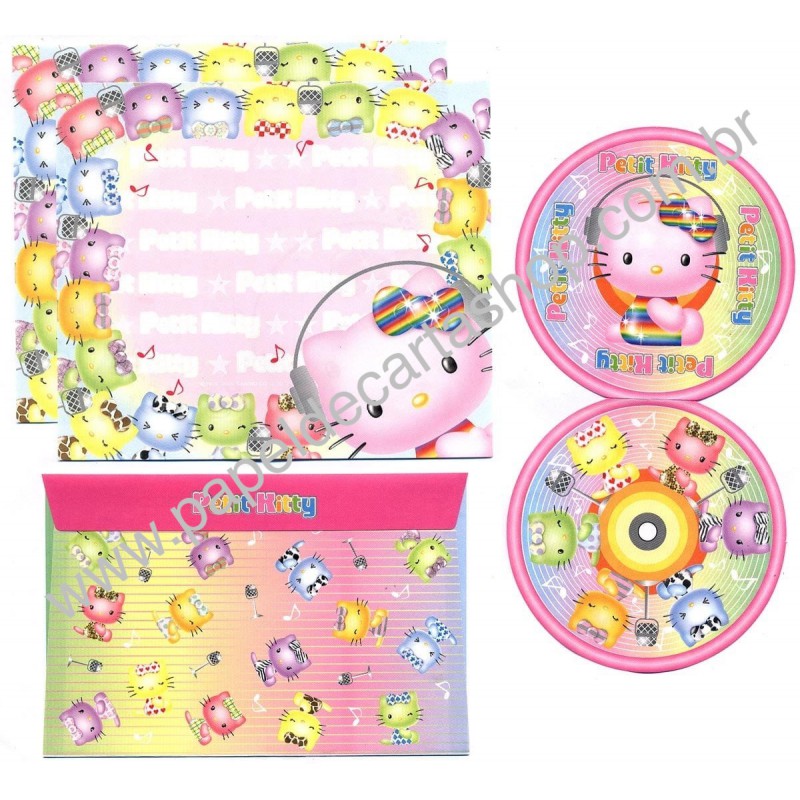 Ano 2002. Conjunto de Papel de Carta Hello Kitty Petit Kitty Sanrio