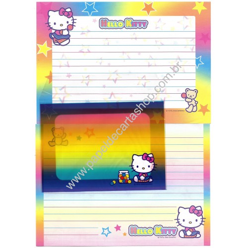 Ano 2002. Conjunto de Papel de Carta Hello Kitty POP Sanrio
