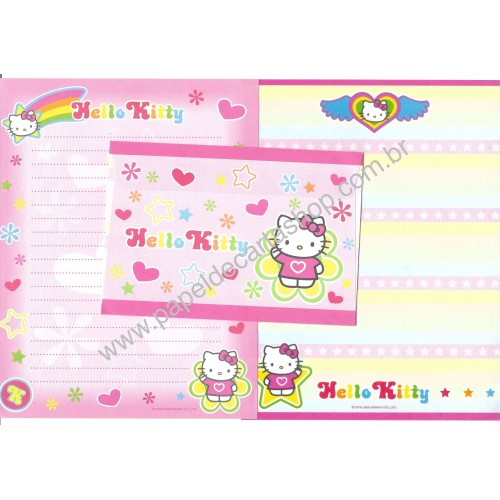 Ano 2002. Conjunto de Papel de Carta Hello Kitty VEG Sanrio