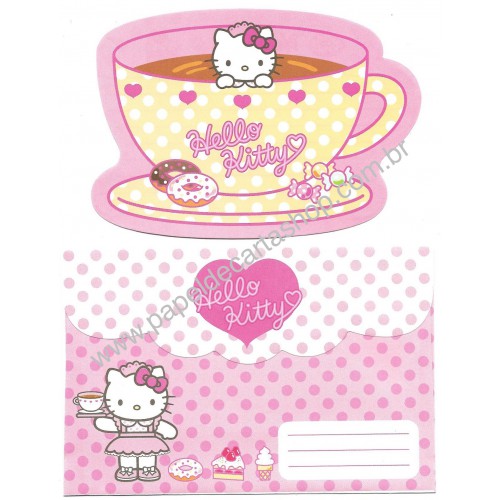 Ano 2002. Conjunto de Papel de Carta Hello Kitty Waitress 2 CRS Sanrio