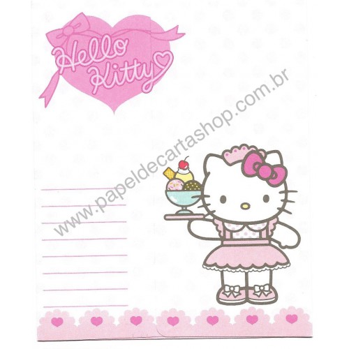 Ano 2002. Conjunto de Papel de Carta Hello Kitty Waitress Sanrio