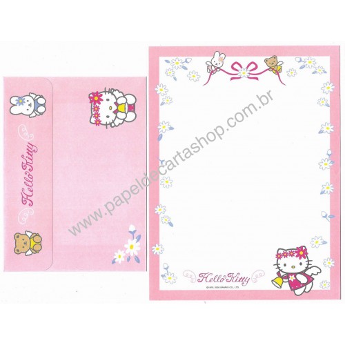 Ano 2003. Conjunto de Papel de Carta Hello Kitty Angel Ring Sanrio