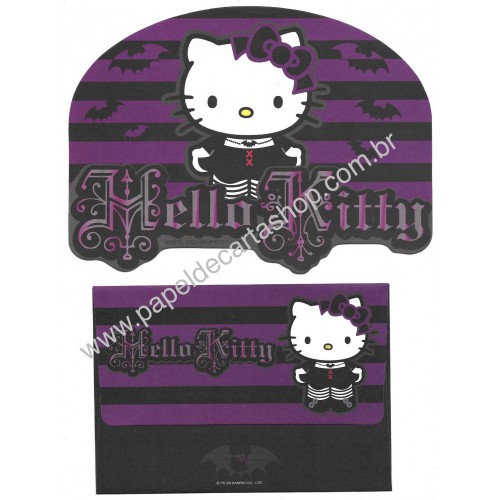 Ano 2003. Conjunto de Papel de Carta Hello Kitty Bat Sanrio