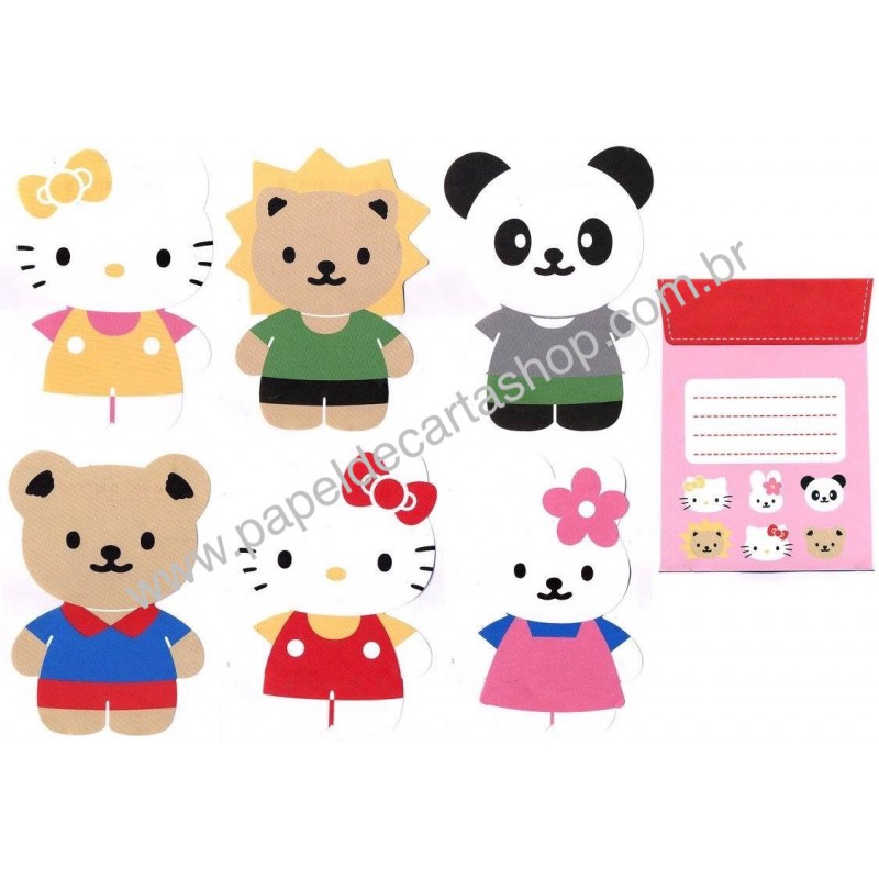 Ano 2003. Conjunto de Papel de Carta Hello Kitty Die-Cut CRS Sanrio