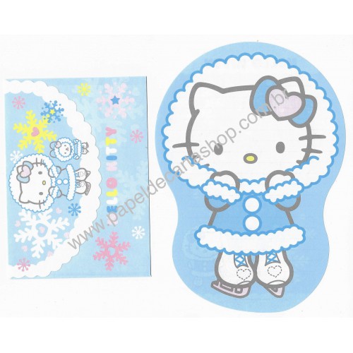 Ano 2003. Conjunto de Papel de Carta Hello Kitty Ice Skating Sanrio