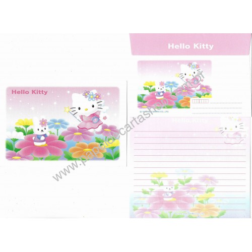 Ano 2003. Conjunto de Papel de Carta Hello Kitty Post Angel PRS Sanrio