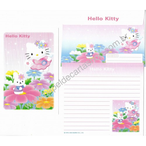 Ano 2003. Conjunto de Papel de Carta Hello Kitty Post Angel PRS2 Sanrio