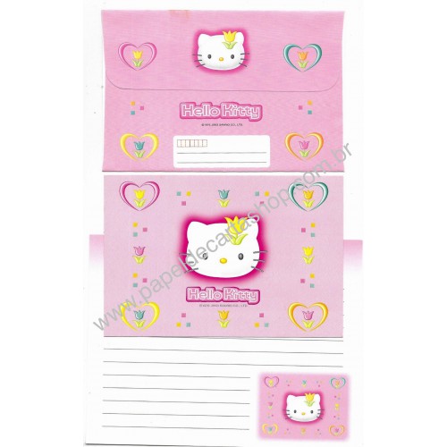 Ano 2003. Conjunto de Papel de Carta Hello Kitty Tulip Sanrio