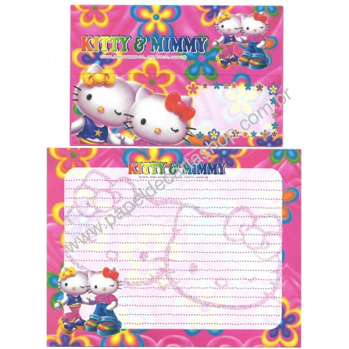 Ano 2004. Conjunto de Papel de Carta Hello Kitty & Mimi Sanrio