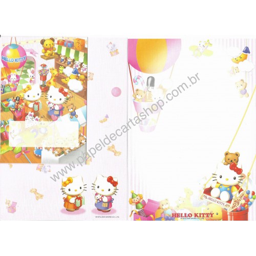 Ano 2004. Conjunto de Papel de Carta Hello Kitty TOYS Sanrio