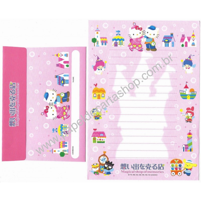 Ano 2004. Conjunto de Papel de Carta Magical Memories Sanrio Puroland