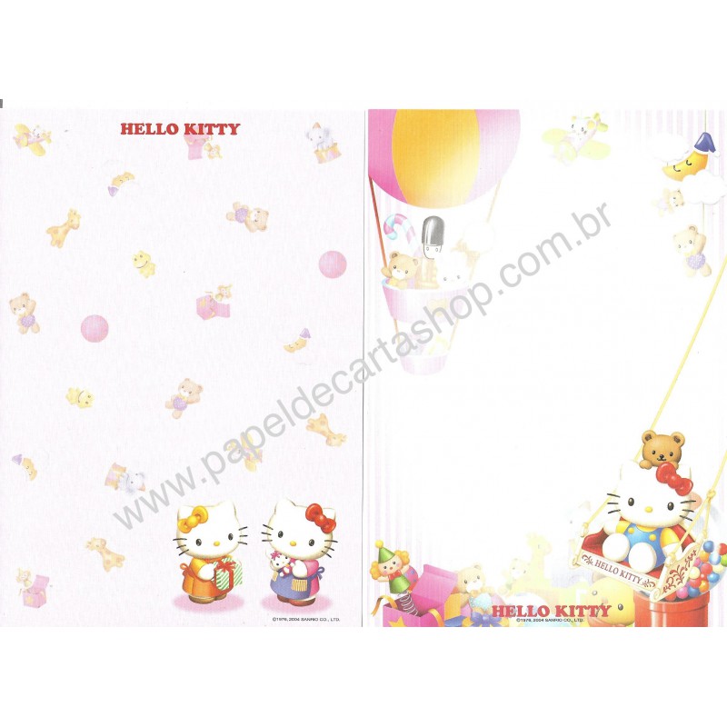 Ano 2004. Kit 2 Papéis de Carta Hello Kitty TOYS Sanrio