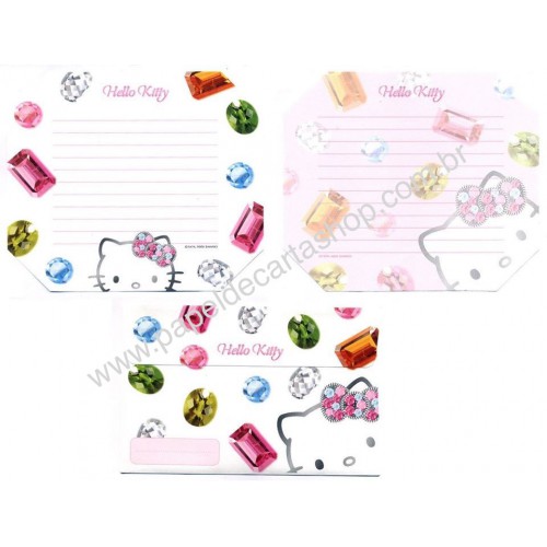 Ano 2005. Conjunto de Papel de Carta Hello Kitty Diamonds Sanrio
