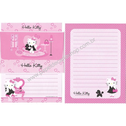 Ano 2005. Conjunto de Papel de Carta Hello Kitty Lady Sanrio