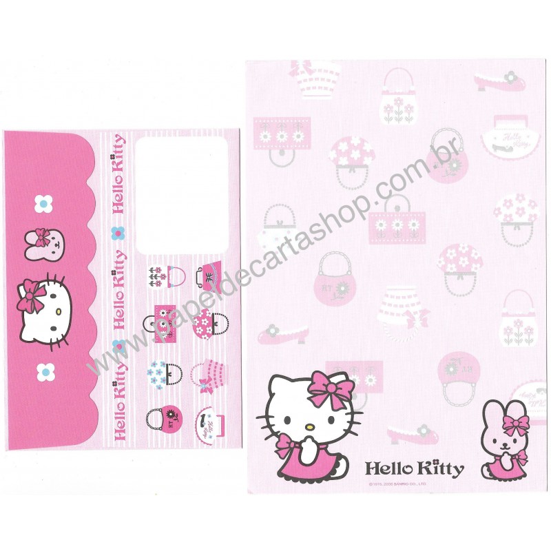 Ano 2006. Conjunto de Papel de Carta Hello Kitty & Rabbit 2 Sanrio