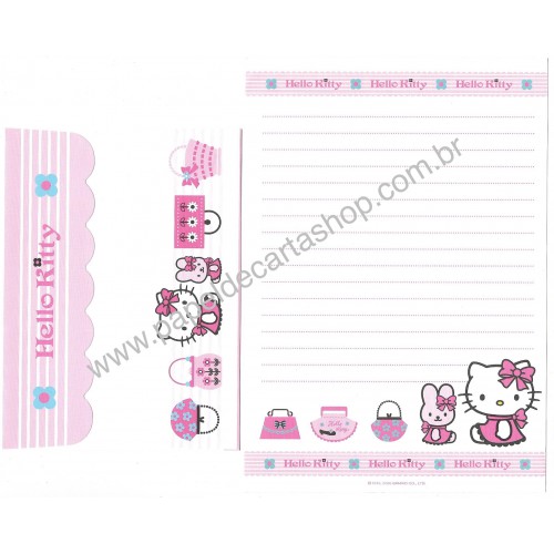 Ano 2006. Conjunto de Papel de Carta Hello Kitty & Rabbit 3 Sanrio