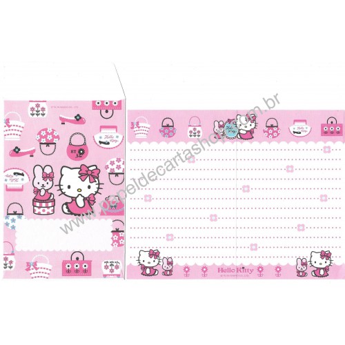 Ano 2006. Conjunto de Papel de Carta Hello Kitty & Rabbit Sanrio