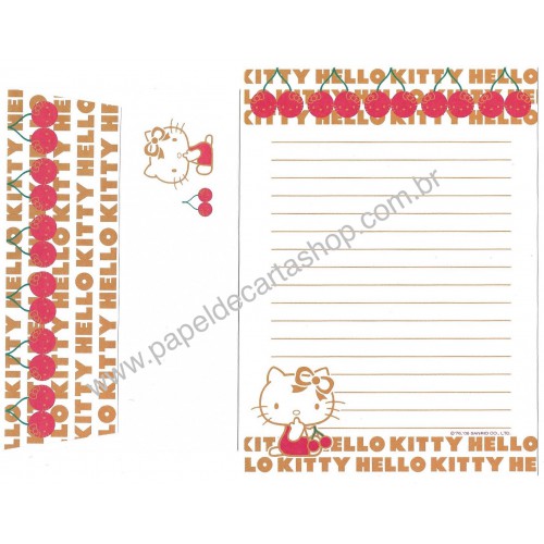 Ano 2006. Conjunto de Papel de Carta Hello Kitty Cherry P - Sanrio