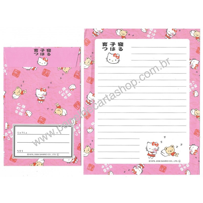 Ano 2006. Conjunto de Papel de Carta Hello Kitty CRS Sanrio